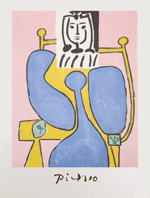 After Pablo Picasso, Femme Assise a la Robe Bleue, Lithograph