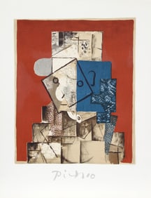 After Pablo Picasso, Visage sur Fond Rouge, Lithograph