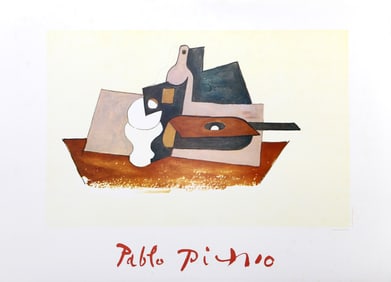 After Pablo Picasso, Guitare Verre et Bouteille, Lithograph
