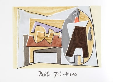 After Pablo Picasso, Nature Morte a la Guitare et Pulcinella, Lithograph