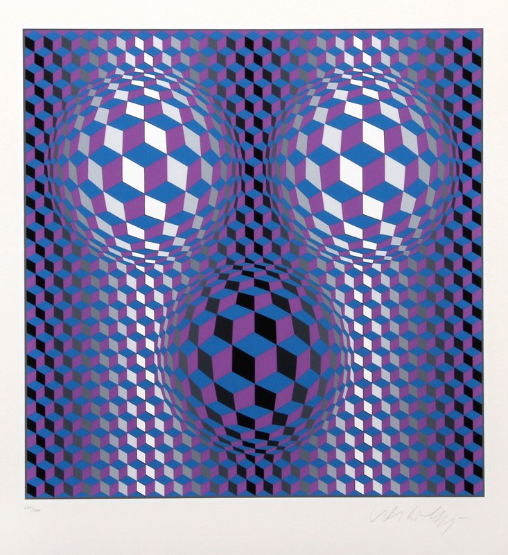 Victor Vasarely, untitled 36, Serigraph: Artist: Victor Vasarely, Hungarian (1908 - 1997) Title: untitled 36 Year: circa 1979 Medium: Serigraph, signed and numbered in pencil Edition: 220/250 Image Size: 12 x 12 inches Size: 17 in. x 15 in. 