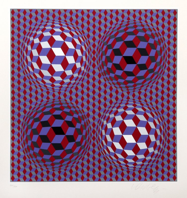 Victor Vasarely, untitled 37, Serigraph: Artist: Victor Vasarely, Hungarian (1908 - 1997) Title: untitled 37 Year: circa 1979 Medium: Serigraph, signed and numbered in pencil Edition: 220/250 Image Size: 12 x 12 inches Size: 17 in. x 15 in. 