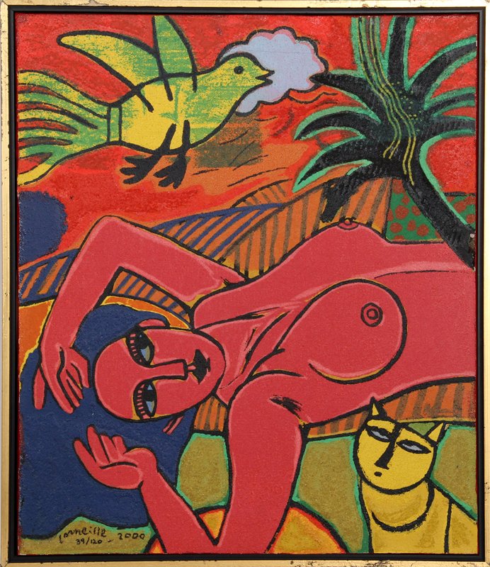 Corneille, La Femme de la Bible 2, Terragraph: Artist: Corneille, Belgian (1922 - 2010) Title: La Femme de la Bible 2 Year: 2000 Medium: Terragraph on Canvas, signed and numbered in marker Edition: 39/120 Size: 24 in. x 20 in. (60.96 cm x 50.8 cm)