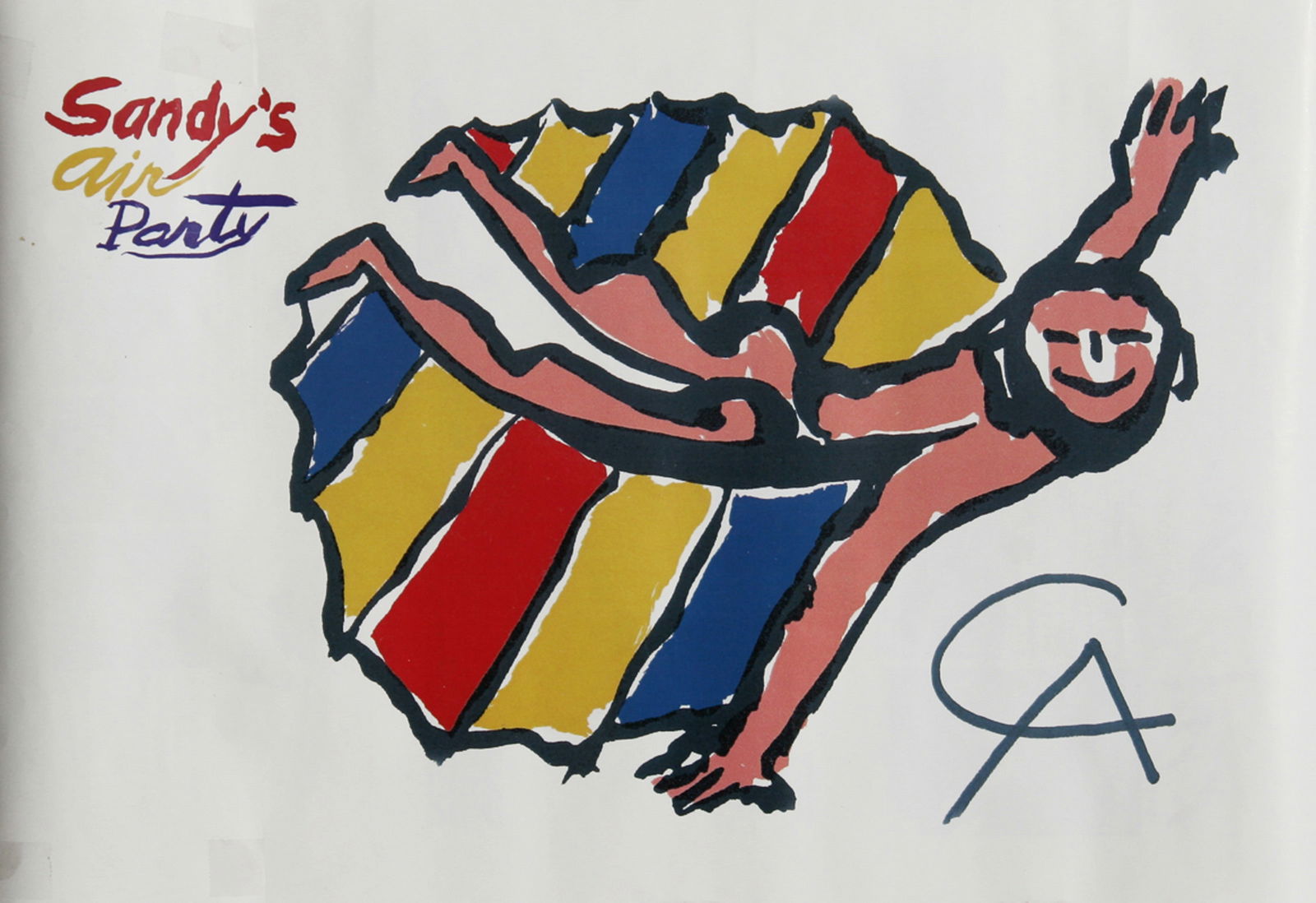 Alexander Calder, Sandy's Air Party, Poster: Artist: Alexander Calder, American (1898 - 1976) Title: Sandy's Air Party Year: 1975 Medium: Poster Size: 12 in. x 18 in. (30.48 cm x 45.72 cm) All listed flat shipping costs are estimated. Please con