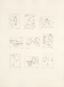 Marc Chagall, Les Ames Mortes Vignette Plate 7, Etching on Arches