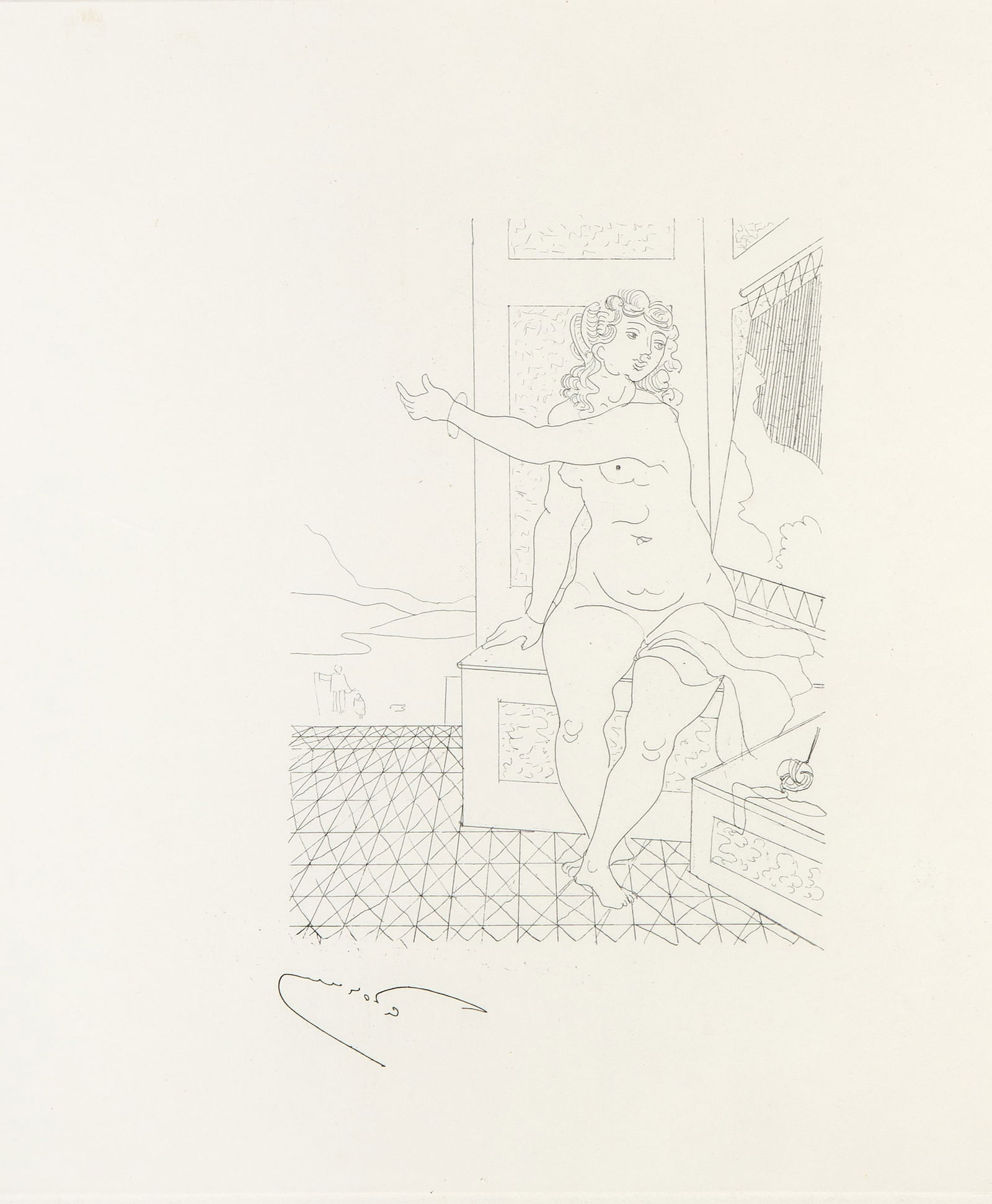 After Andre Derain, Ovid's Heroides, Restrike Etching: Artist: After Andre Derain, French (1880 - 1954) Title: Ovid's Heroides Medium: Restrike Etching, signed in the plate Image Size: 13 x 11.5 inches Size: 21.5 x 17.25 in. (54.61 x 43.82 cm) All listed