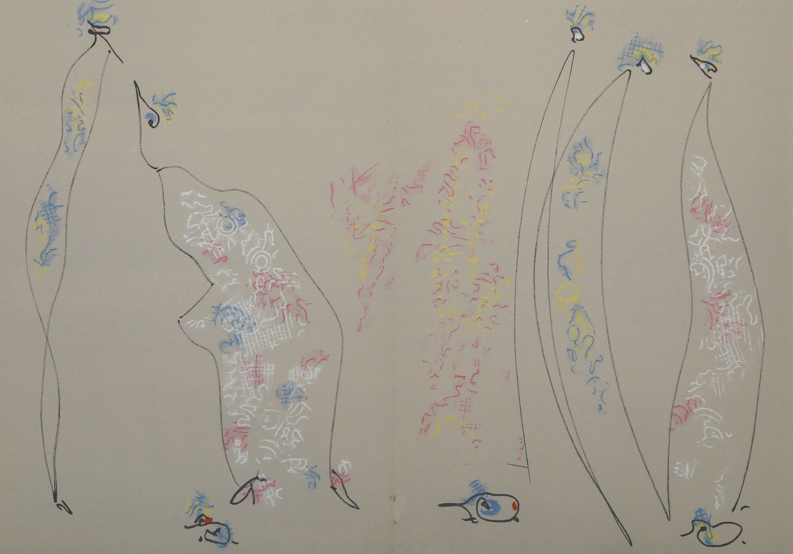 Max Ernst, Les Chiens Ont Soif I, Lithograph: Artist: Max Ernst, German (1891 - 1976) Title: Les Chiens Ont Soif I Portfolio: Les Chiens Ont Soif Year: 1964 Medium: Lithograph Edition: 165/320 Size: 17 x 24.5 in. (43.18 x 62.23 cm) Printer: Mourl