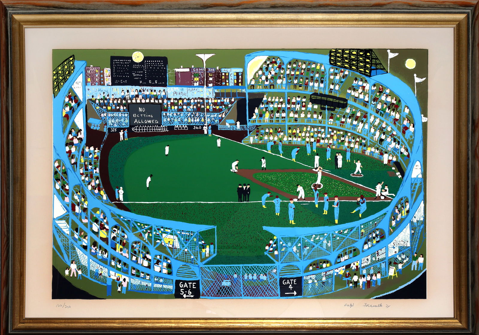 Ralph Fasanella, Ball Park, Screenprint on Arches Paper: Artist: Ralph Fasanella, American (1914 - 1997) Title: Ball Park Year: 1974 Medium: Screenprint on Arches Paper, signed and numbered in pencil Edition: 122/250 Image Size: 25 x 37 inches Size: 31 x 43