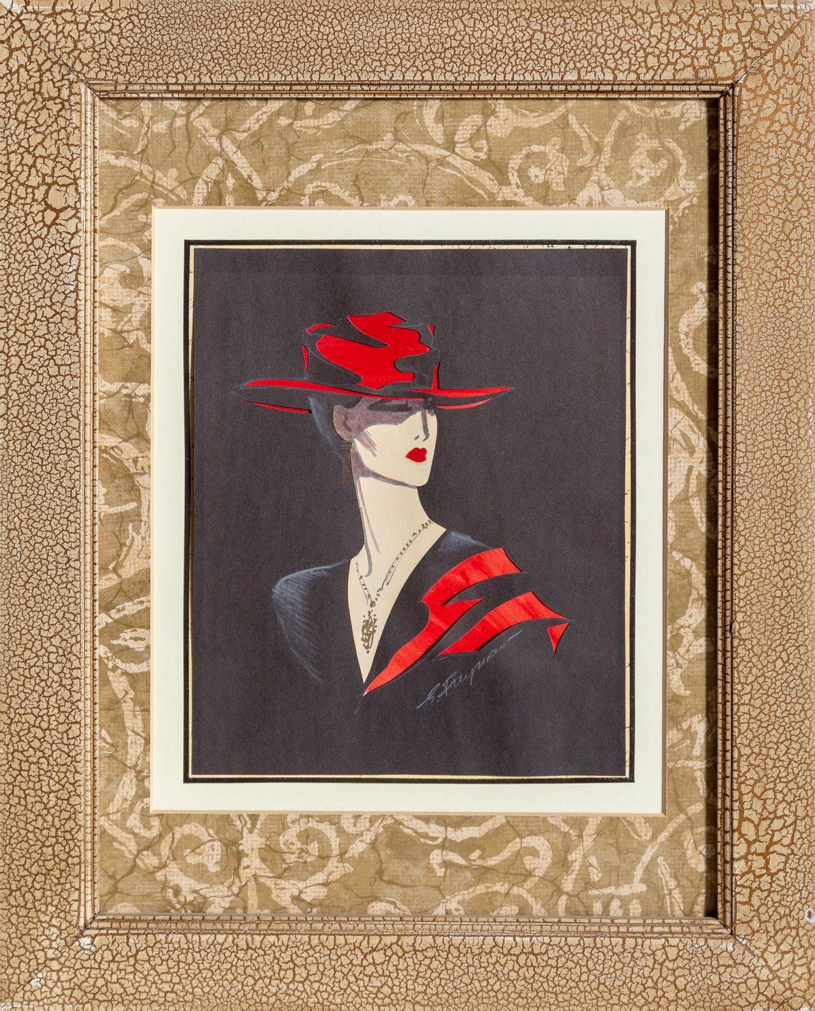 Erik Freyman, Woman in Red Hat, Collage, marker, graphite, and pastel on paper: Artist: Erik Freyman, Russian (1932 - 2018) Title: Woman in Red Hat Year: circa 1980 Medium: Collage, marker, graphite, and pastel on paper, signed lower right Size: 10 x 8 in. (25.4 x 20.32 cm) Frame