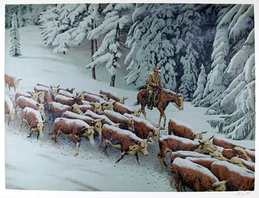 Morton Kunstler, Early Snow, Lithograph on Arches
