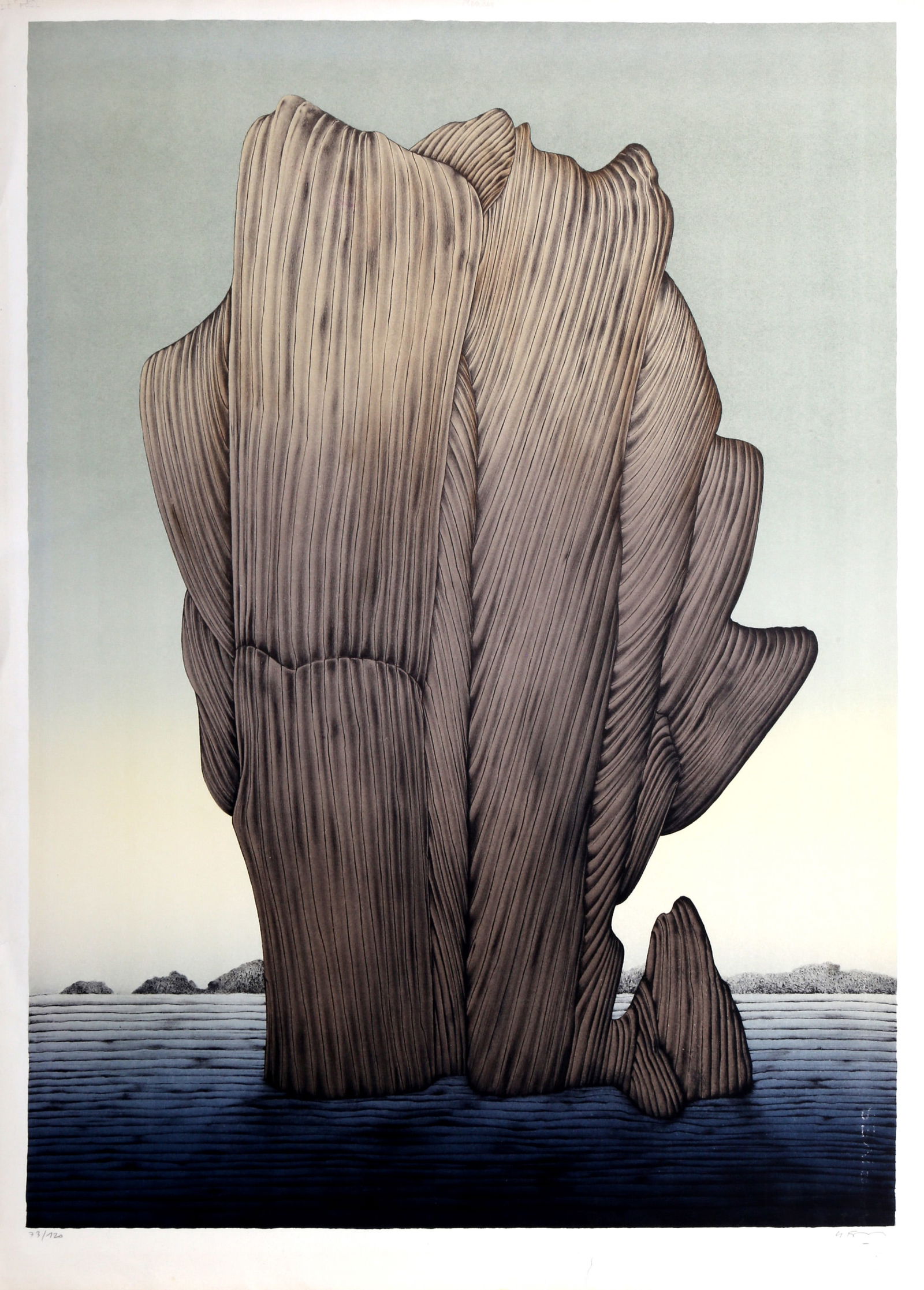 Alain Le Foll, Menhir, Screenprint: Artist: Alain Le Foll, French (1935 - 1981) Title: Menhir Year: circa 1970 Medium: Screenprint, signed and numbered in pencil Edition: 120 Image Size: 30 x 22 inches Size: 32 in. x 24 in. (81.28 cm x