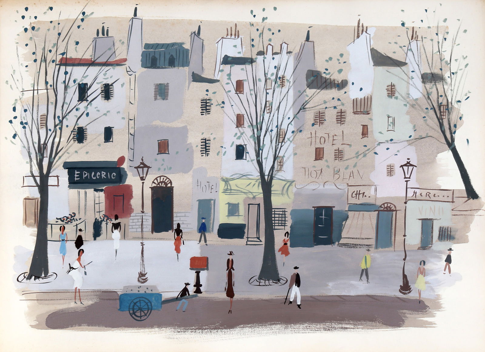 Charles Levier, French Cityscape 2, Watercolor on paper: Artist: Charles Levier, French (1920 - 2003) Title: French Cityscape 2 Year: circa 1960 Medium: Watercolor on paper, unsigned Image Size: 19 x 27 inches Size: 22 x 30 in. (55.88 x 76.2 cm) Description
