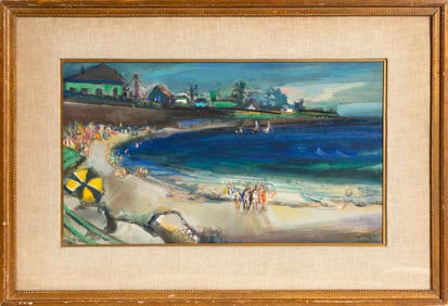 Jean Louis Liberte, Seaside, Acrylic on board
