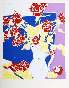 Knox Martin, Red Roses in the Artist's Room, Screenprint on heavy, hand-made paper