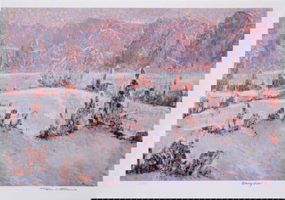 Tom Mathews, Blowing Snow, Lithograph