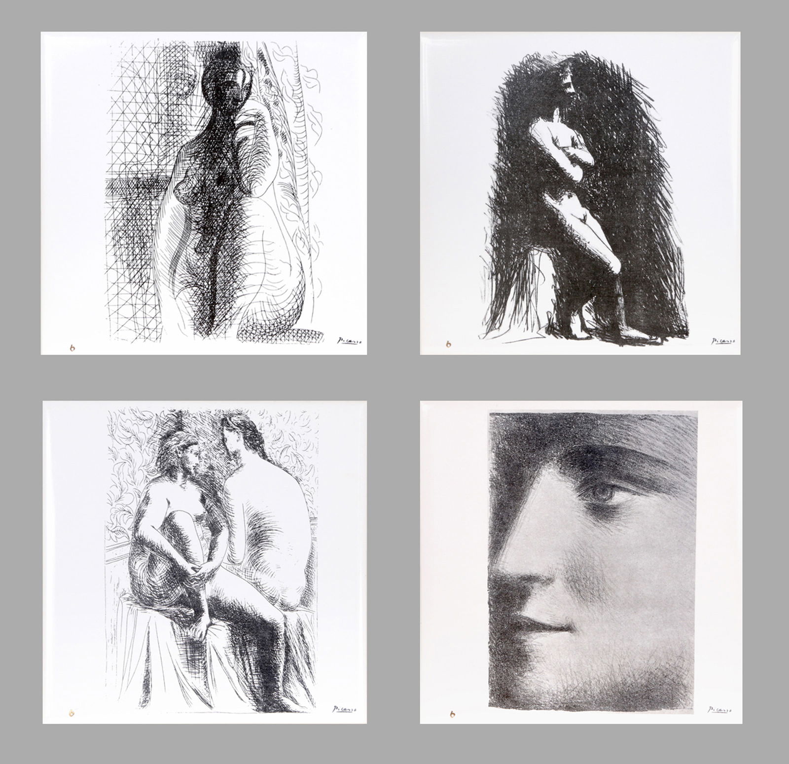 After Pablo Picasso, La Femme, Set of Four Ceramic Tiles: Artist: After Pablo Picasso, Spanish (1881 - 1973) Title: La Femme Year: 1976 Medium: Set of Four Ceramic Tiles, estate stamped and numbered verso Edition: 7402 Size: 6 x 6 in. (15.24 x 15.24 cm) Desc