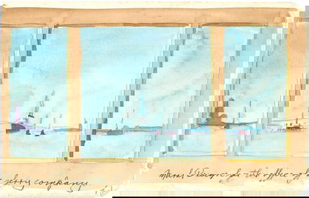 Abram Rothstein, Mural Design for the Office of a Ferry Company, Ink and Watercolor