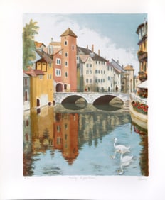 Laurent Marcel Salinas, Annecy - Le Pont Morens, Lithograph