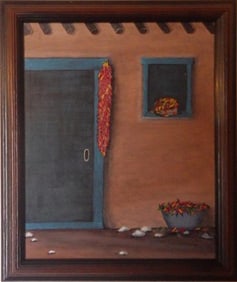 Angie Sanchez Carlson, Chili Ristra at Harvest Time, Oil on Canvas