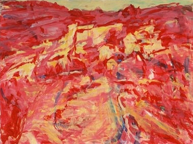 Alfred Sandford, Village on the Hillside No. 5, Acrylic on Arches Paper