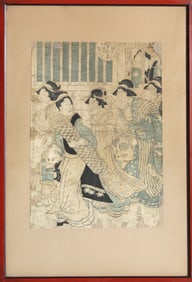 Utagawa Toyokuni I, Five Geishas in Interior, Woodblock