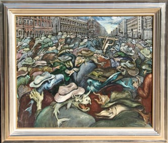 E. Vinitsky, Gorky Street, Moscow, Oil on Board