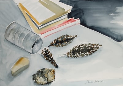 Harold Wallerstein, Still Life with Pine Cones II, Watercolor