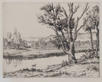 Melville Wire, The Lazy Stream, Etching