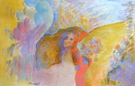 Miriam Yentel, Roses and Folded Wings, Oil on Paper