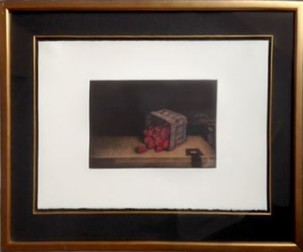 Tomoe Yokoi, Strawberries and Basket, Mezzotint