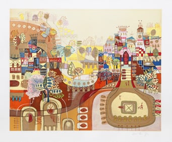 Heshi Yu, Castle in the Hills, Lithograph