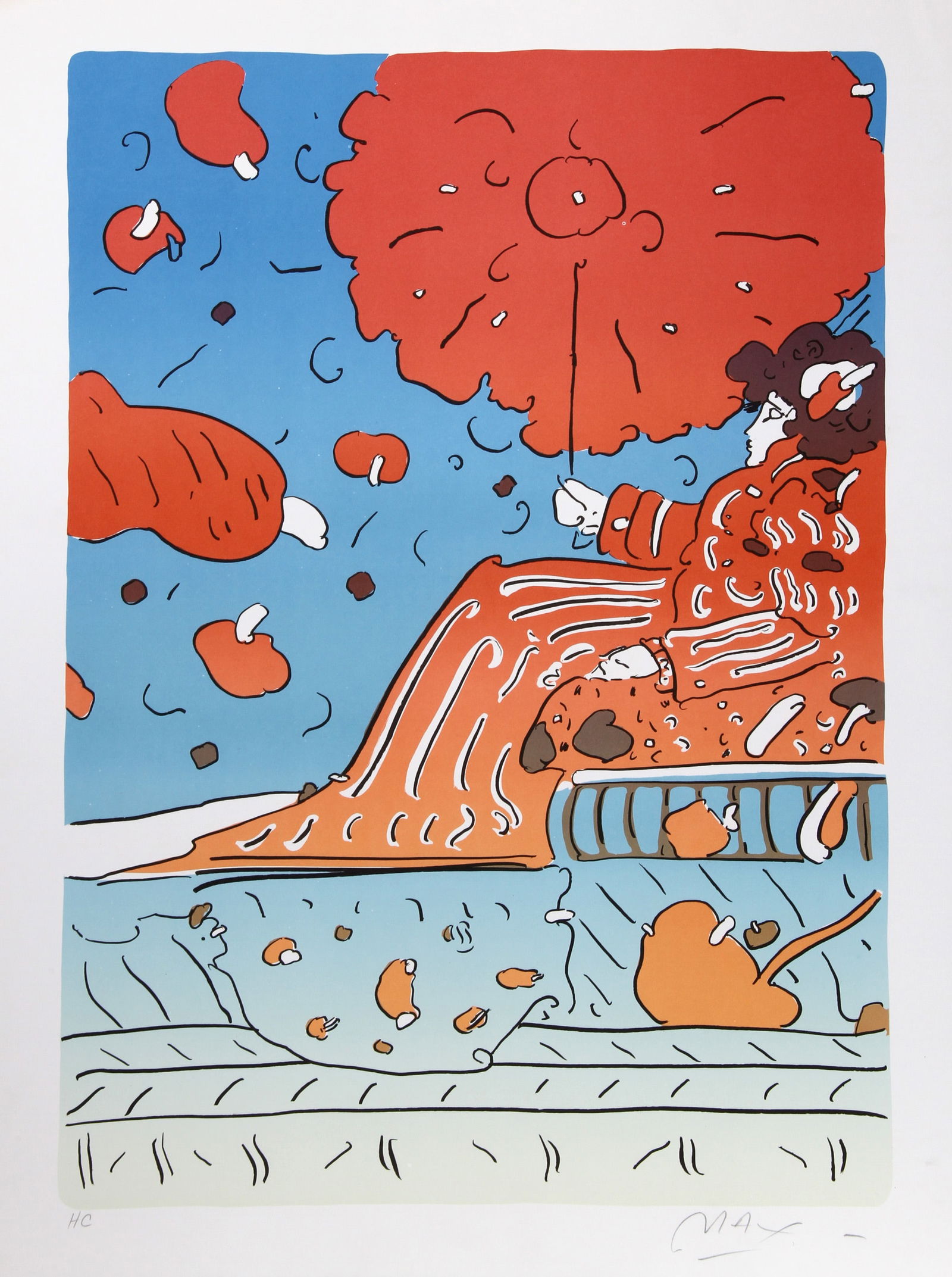 Peter Max, Umbrella Lady, Lithograph (1 of 3)