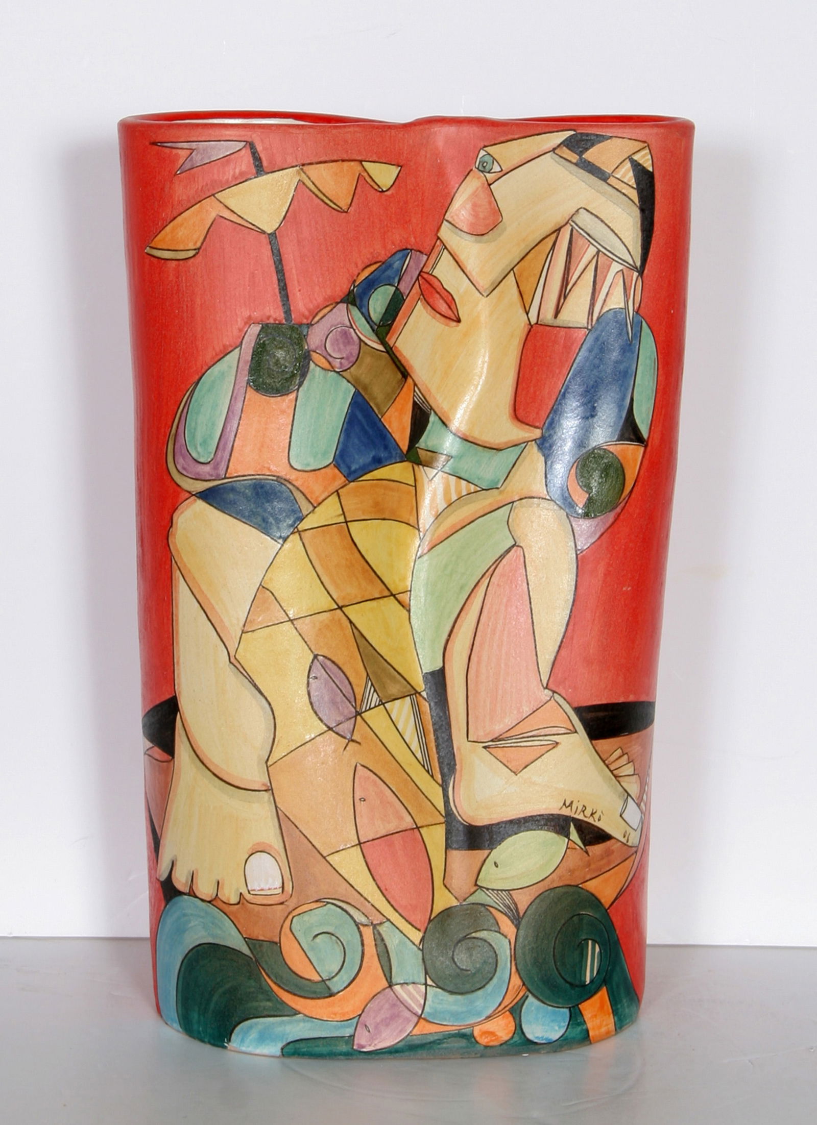 Mirko, Fisherman - II, Sculptural Terracotta Vase (1 of 6)