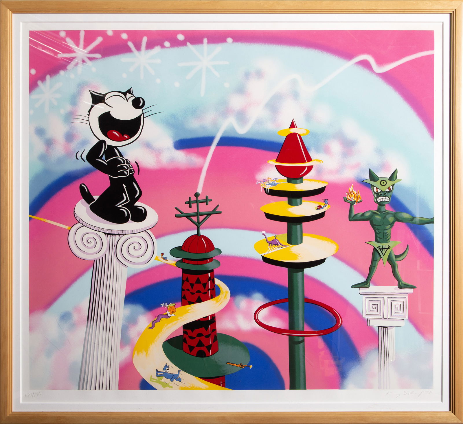 Kenny Scharf, Felix On A Pedestal, Screenprint (1 of 5)