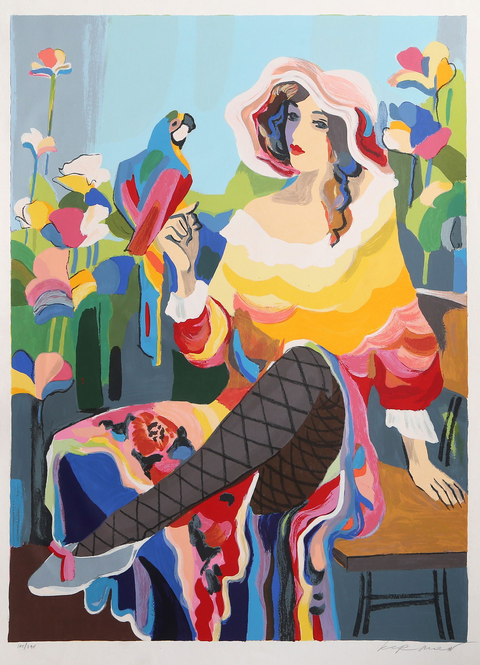 Michael Kerman, Lady with a Parrot, Screenprint (1 of 5)