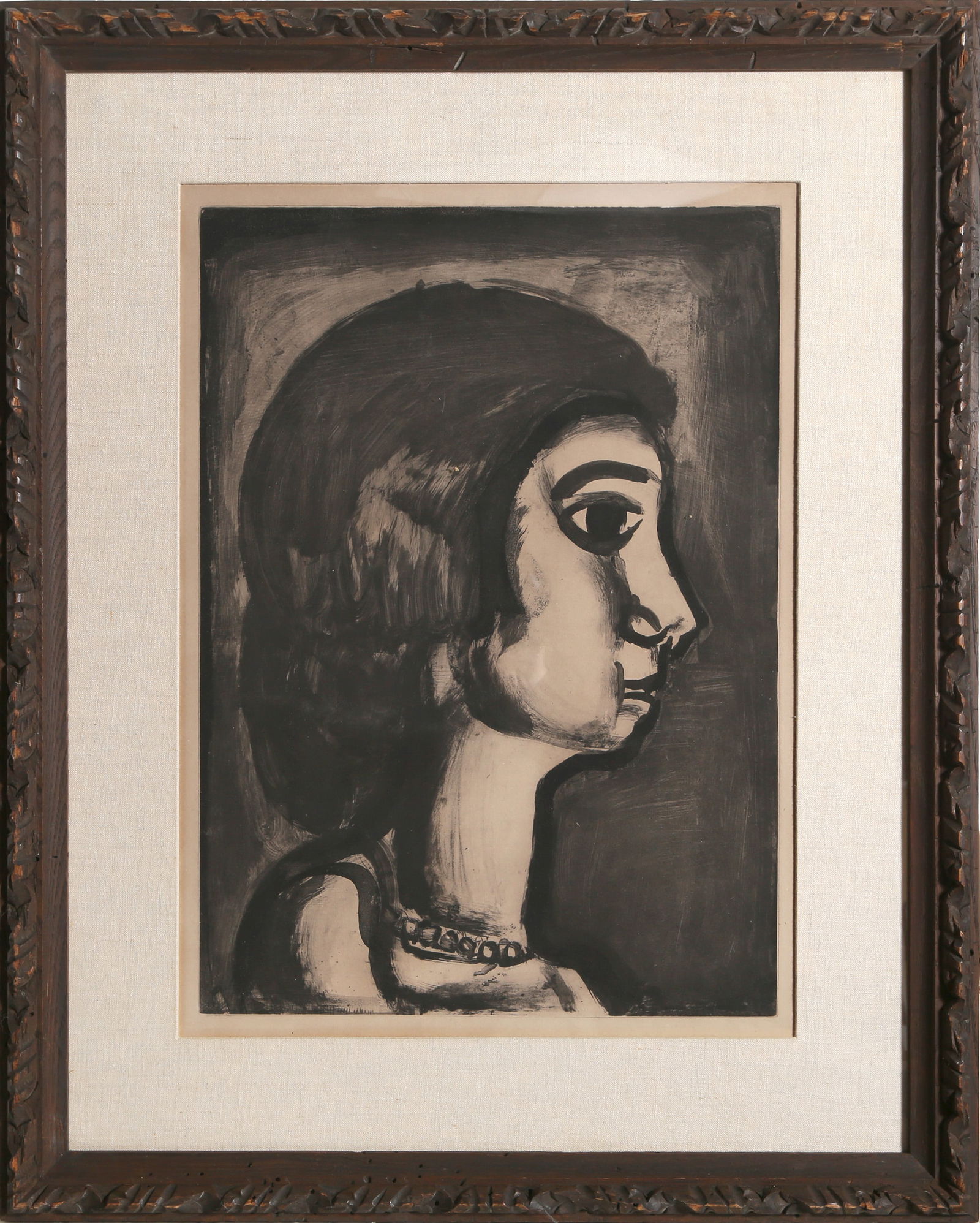 Georges Rouault, Daughter of Joy, Aquatint: Artist: Georges Rouault, French (1871 - 1958) Title: Daughter of Joy Portfolio: Miserere Year: 1922 Medium: Aquatint and drypoint on Arches paper Edition: 425 Image Size: 20 x 14.25 inches Frame Size:
