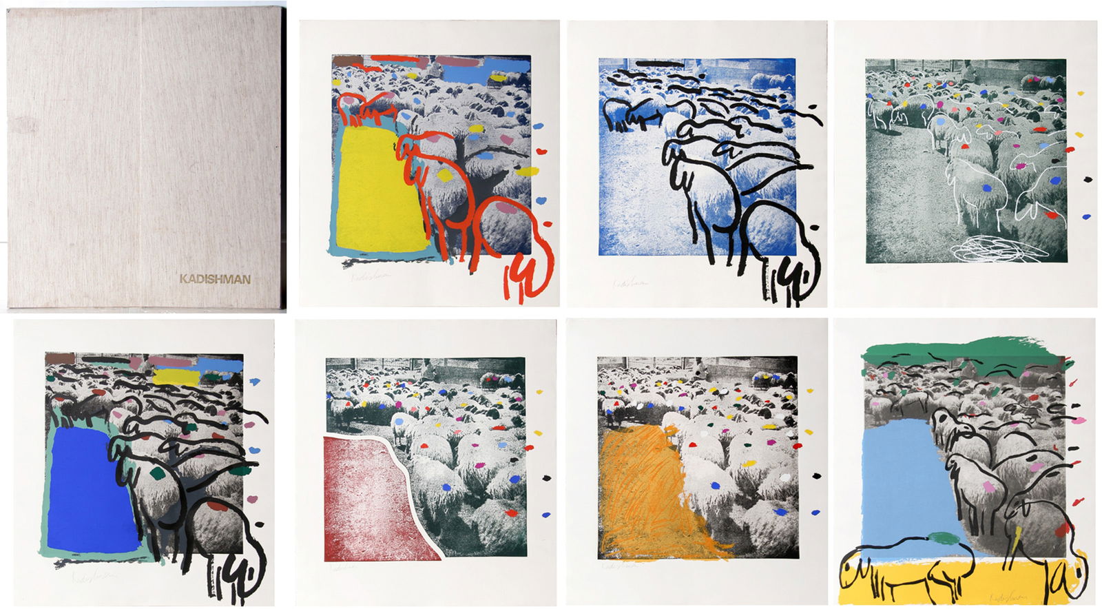 Menashe Kadishman, Sheep, Portfolio of 7 Screenprints and Etchings (1 of 8)