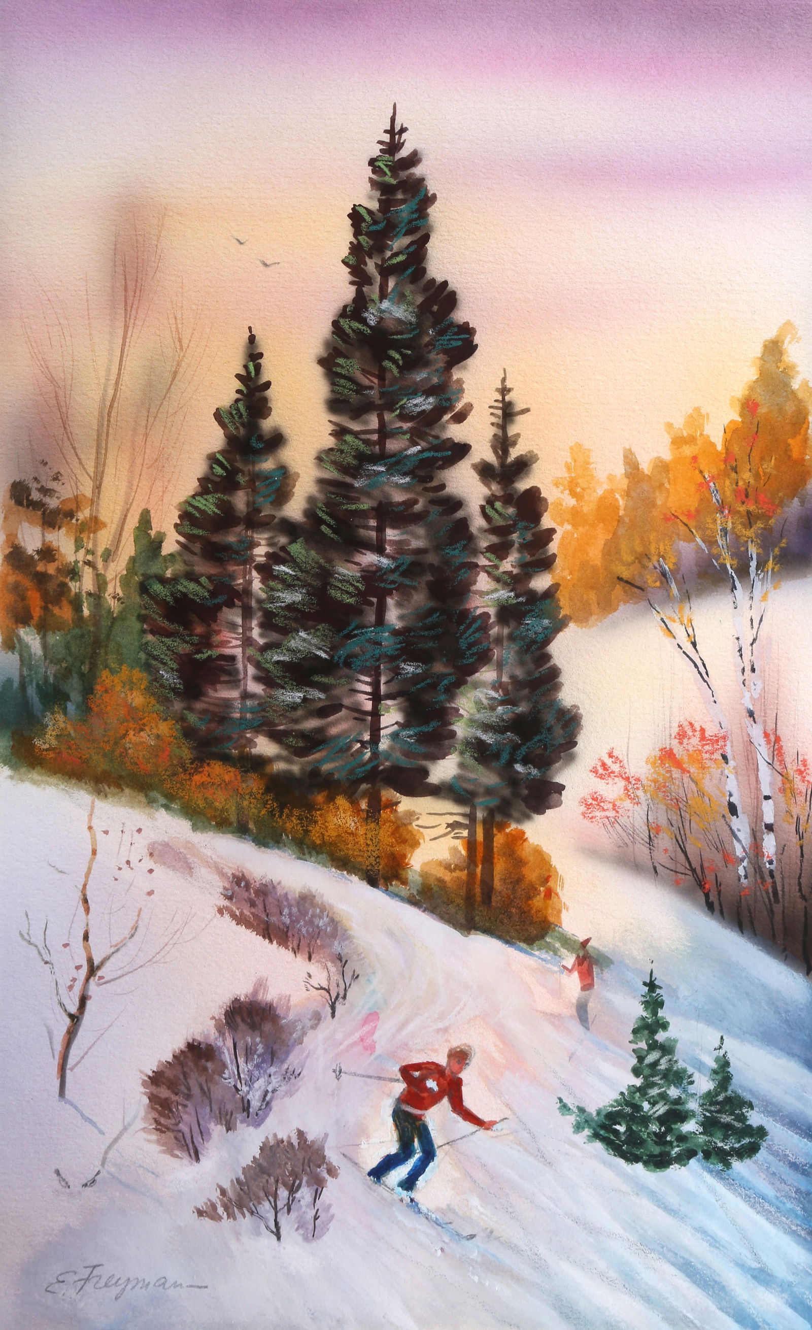 Erik Freyman, Downhill, Airbrush with Pastel Painting (1 of 3)