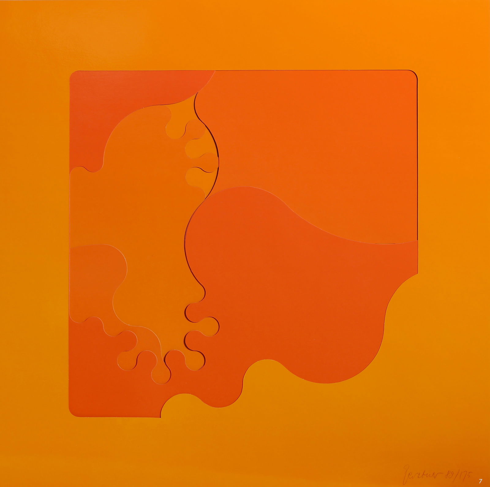 Karl Gerstner, AlgoRythm No. 7, Screenprint Assemblage: Artist: Karl Gerstner, Swiss (1930 - 2017) Title: AlgoRythm No. 7 Year: circa 1975 Medium: Screenprint Assemblage of 5 die-cut sheets of wove paper, signed and numbered in ink Edition: 89/175 Size: