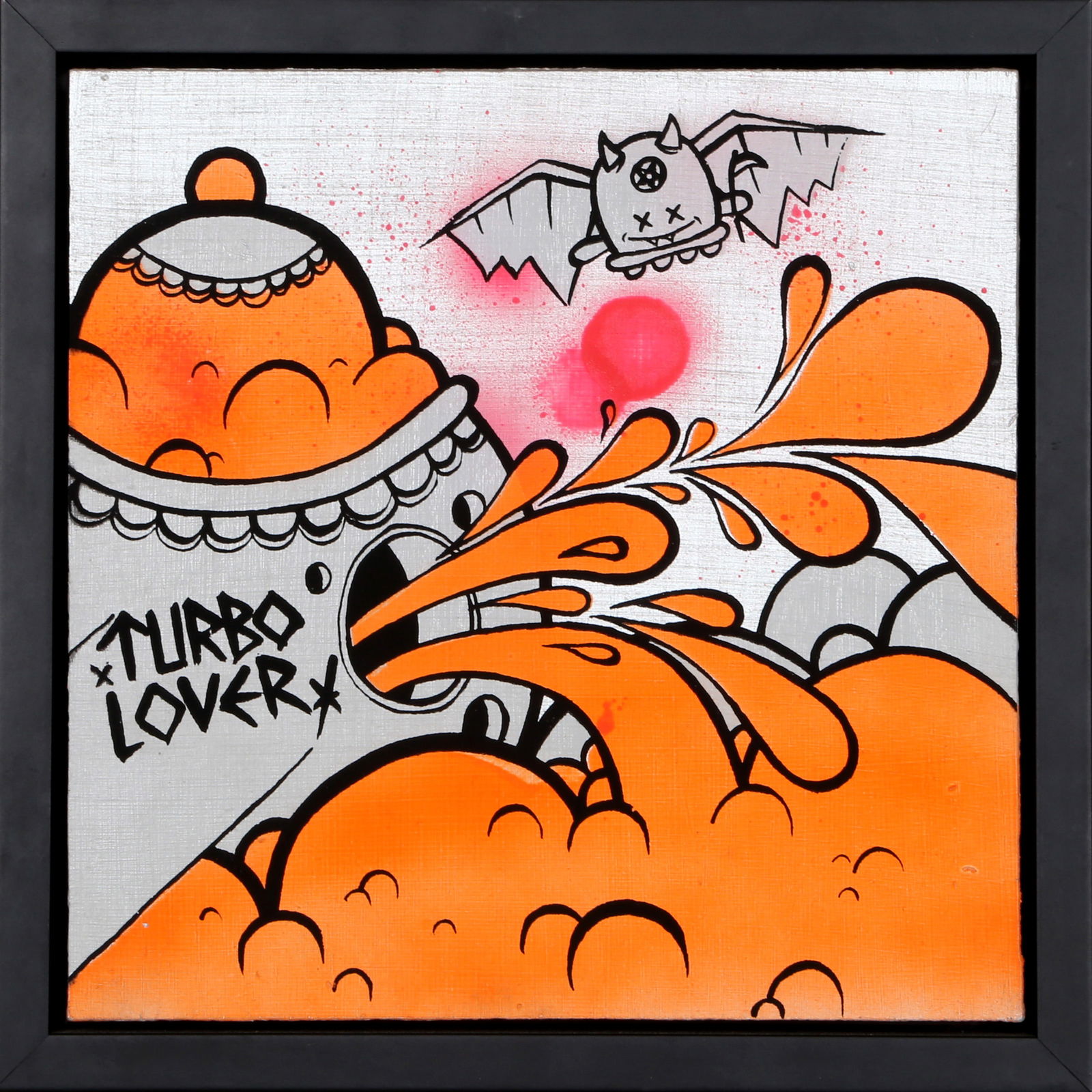 Buff Monster, Turbo Lover, Acrylic and spray paint on panel: Artist: Buff Monster, American (1979 - ) Title: Turbo Lover Year: 2006 Medium: Acrylic and spray paint on panel, signed and dated verso Size: 10 x 10 in. (25.4 x 25.4 cm) Frame Size: 11.5 x 11.5