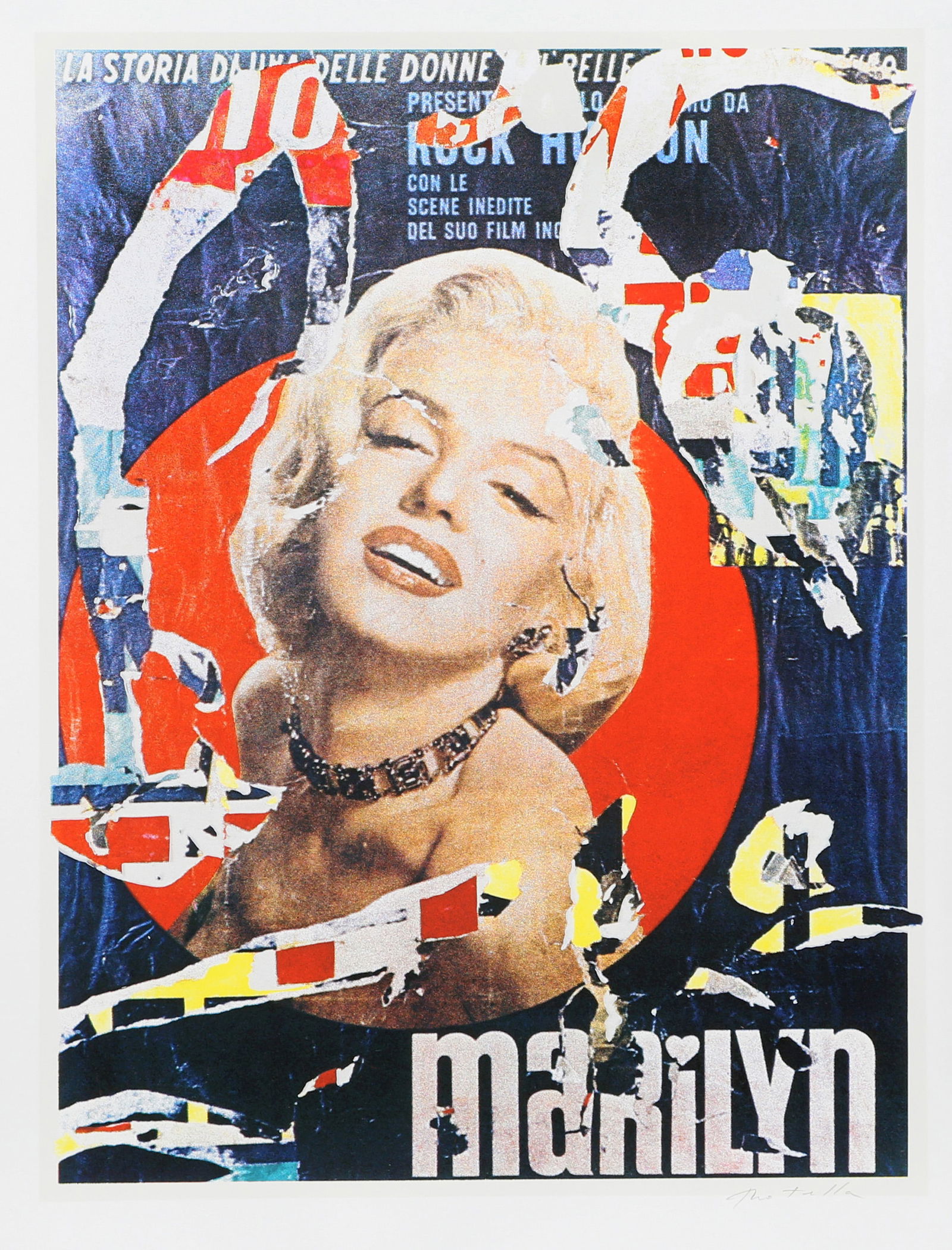 Mimmo Rotella, Marilyn 3, Screenprint: Artist: Mimmo Rotella, Italian (1918 - 2006) Title: Marilyn 3 Year: 1979 Medium: Screenprint, signed and numbered in pencil Edition: 300 Image Size: 26.5 x 20 inches Size: 30 x 24 in. (76.2 x 60.96