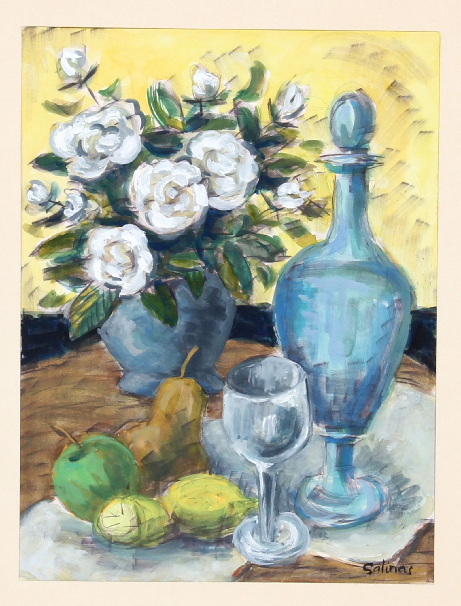 Laurent Marcel Salinas, Nature Morte avec Fleurs, Gouache Painting: Artist: Laurent Marcel Salinas, Egyptian/French (1913 - 2010) Title: Nature Morte avec Fleurs 276 Year: circa 1952 Medium: Gouache on paper, signed Size: 11.25 in. x 8.75 in. (28.58 cm x 22.23 cm)