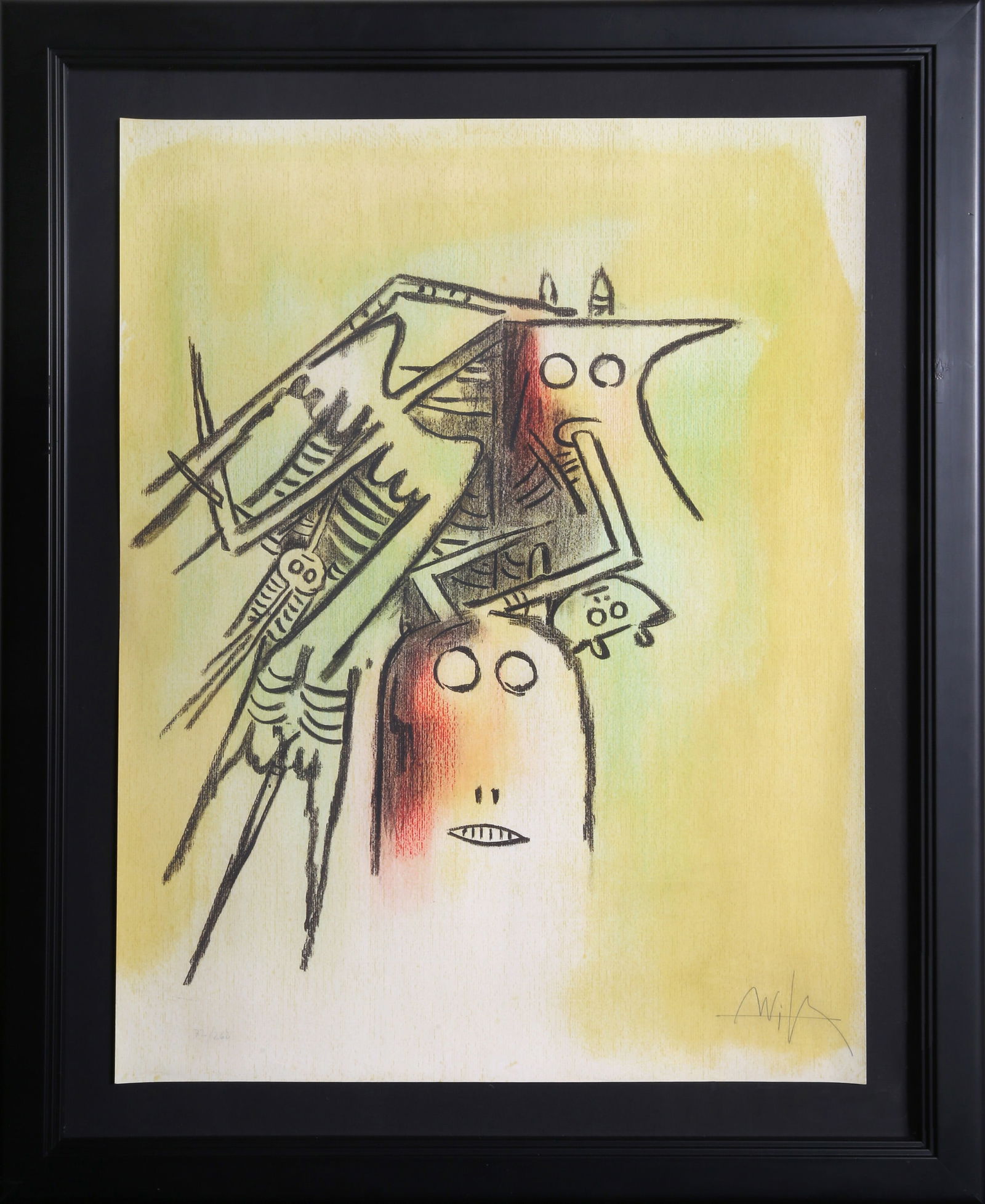 Wifredo Lam, Elle, Casquee, Lithograph: Artist: Wifredo Lam, Cuban (1902 - 1982) Title: Elle, Casquee Portfolio: Pleni Luna Year: 1974 Medium: Lithograph, signed and numbered in pencil Edition: 72/262 Size: 25 x 19.5 in. (63.5 x 49.53 cm)