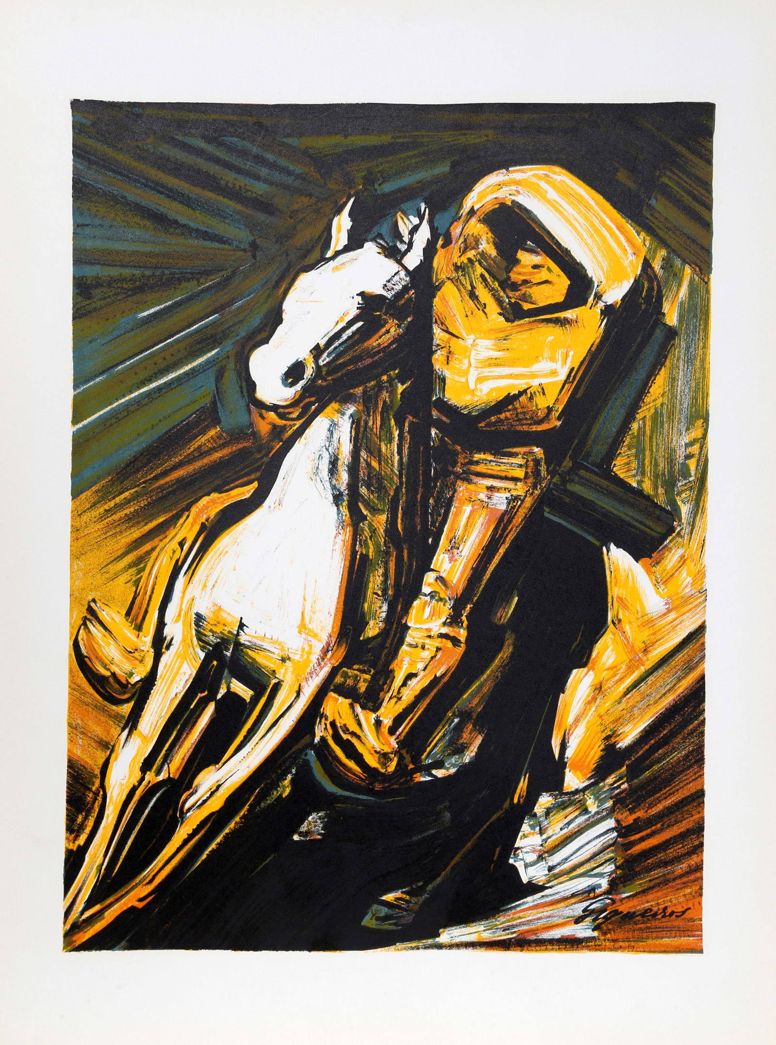 After David Alfaro Siqueiros, Zapata, Lithograph: Artist: After David Alfaro Siqueiros, Mexican (1896 - 1974) Title: Zapata Year: Printed 1966 | of original: 1913 Medium: Lithograph, signed in the plate Image Size: 18 x 13.5 inches Size: 23 x 17 in.