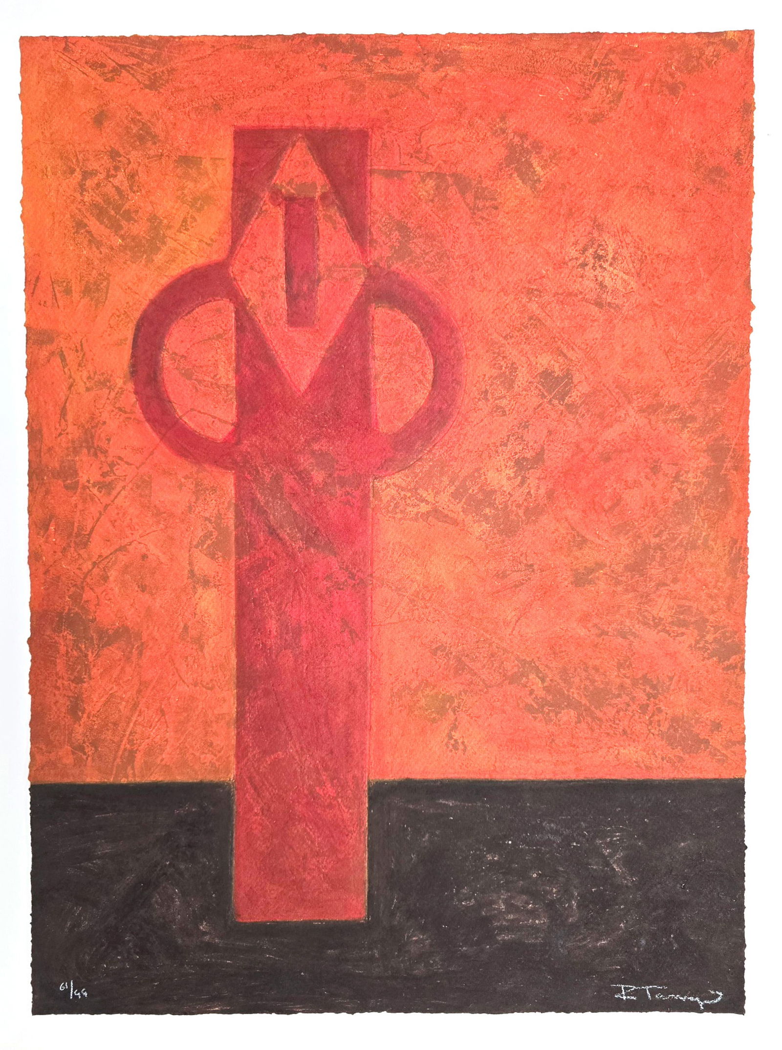 Rufino Tamayo, Figura Hieratica, Etching: Artist: Rufino Tamayo, Mexican (1899 - 1991) Title: Figura Hieratica Portfolio: Rufino Tamayo 15 aguafuertes 1979 Year: 1979 Medium: Etching, signed and numbered in pencil Edition: 61/99 Image Size: 2