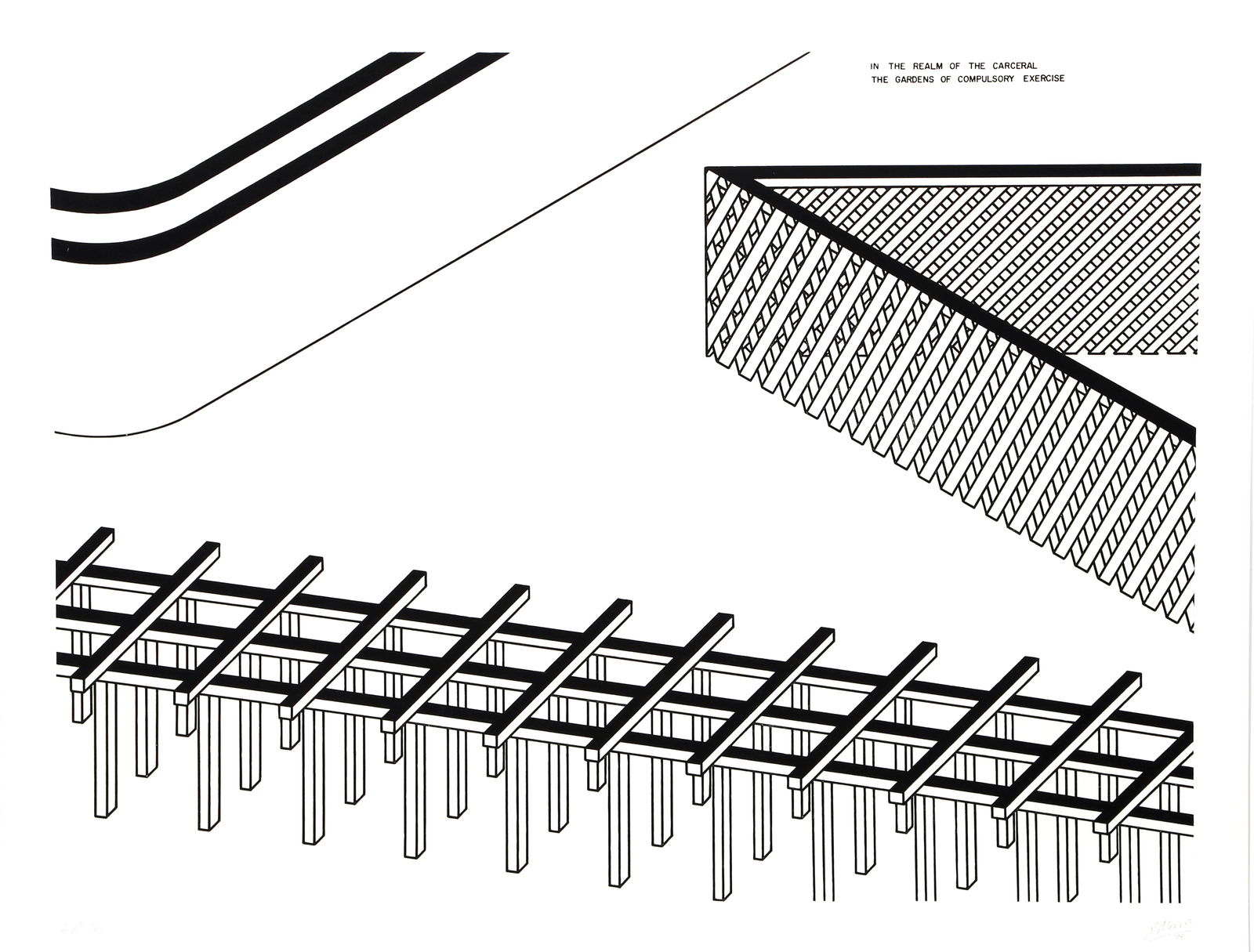 Robert Morris, The Gardens of Compulsory Exercise, Etching with Aquatint (1 of 4)