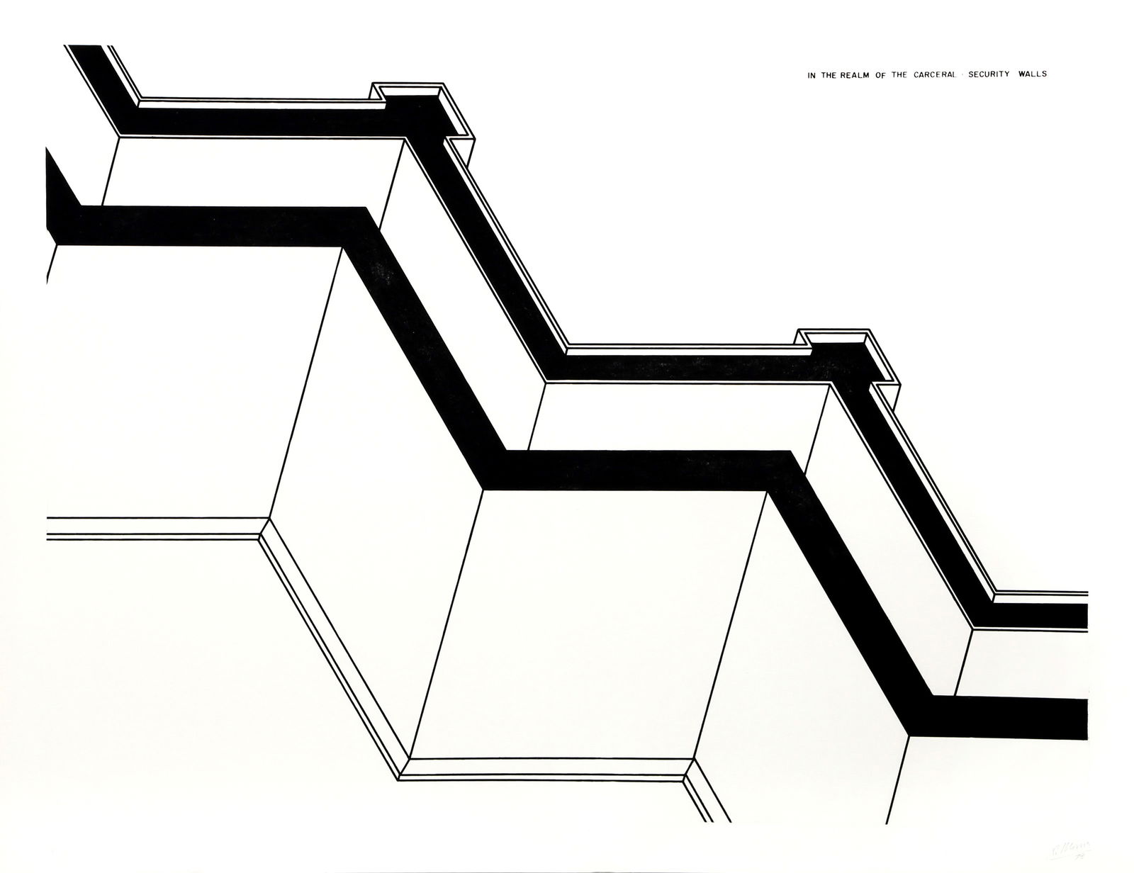 Robert Morris, Security Walls from In the Realm of the Carceral, Aquatint Etching (1 of 2)