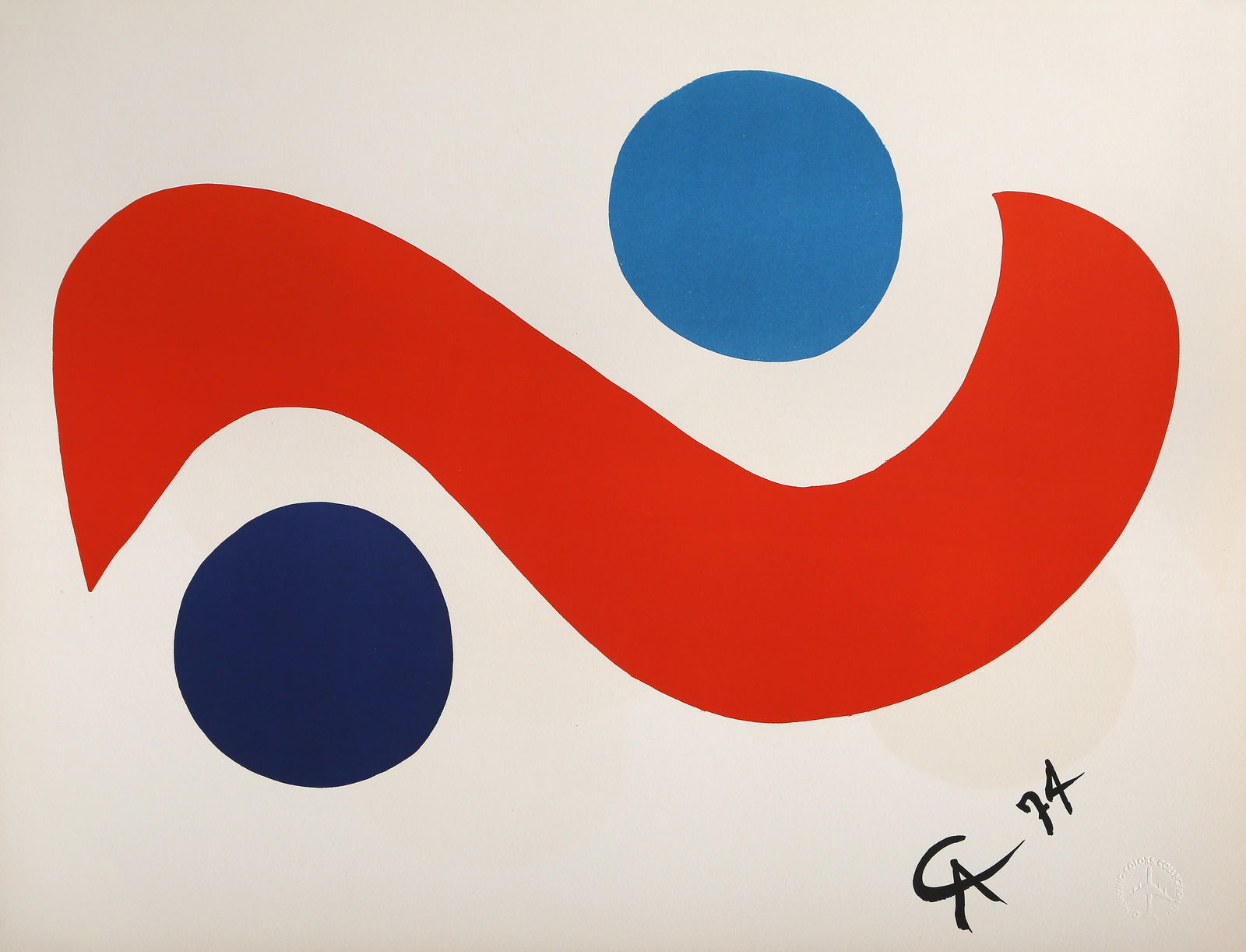Alexander Calder, Skybird, Lithograph: Artist: Alexander Calder, American (1898 - 1976) Title: Skybird Year: 1974 Medium: Lithograph, signed and dated in the plate Size: 20 x 26 in. (50.8 x 66.04 cm) Printer: Atelier Fernand Mourlot, Paris
