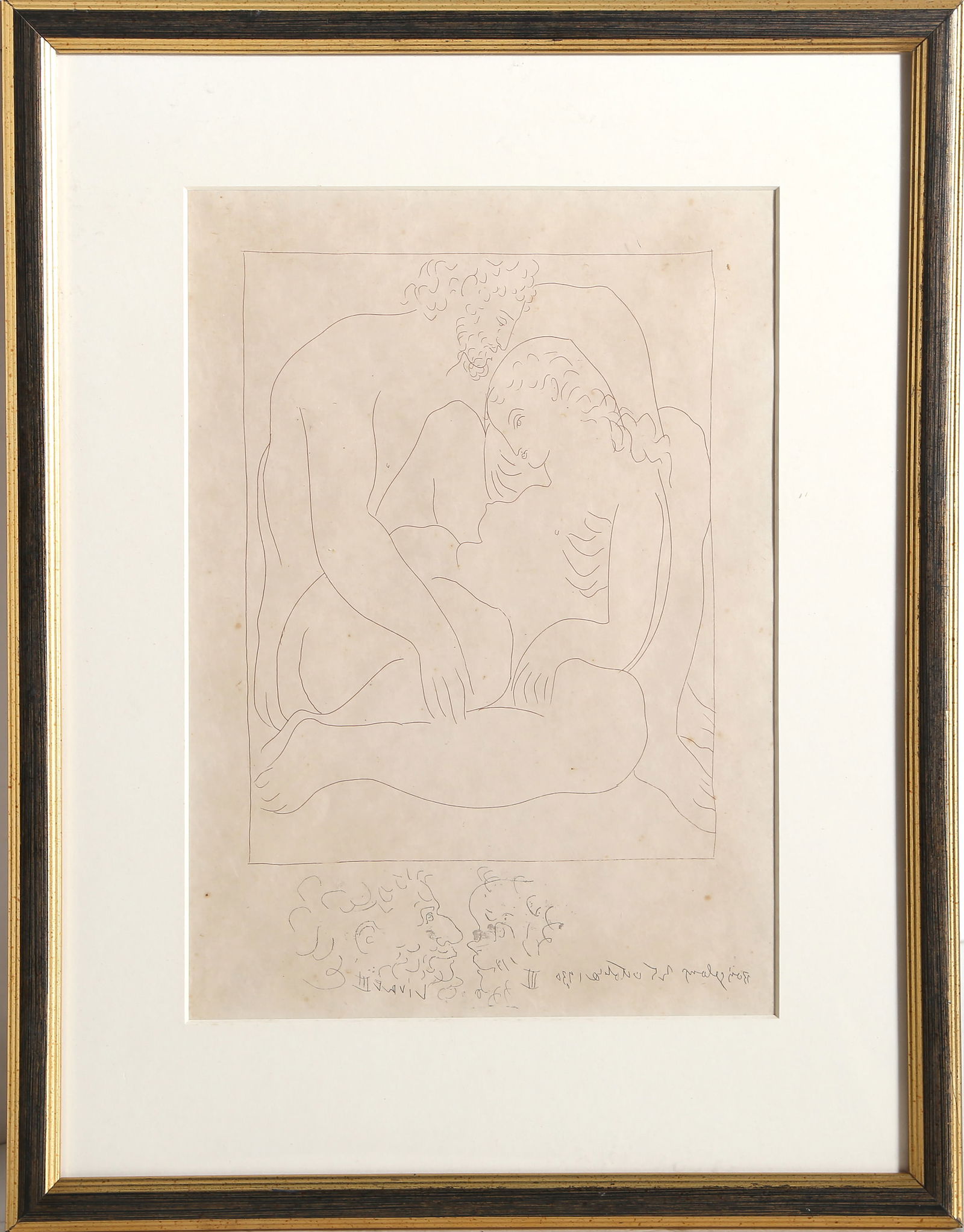 Pablo Picasso, Amours de Jupiter et de Semele, Etching: Artist: Pablo Picasso, Spanish (1881 - 1973) Title: Amours de Jupiter et de Semele Year: 1930 Medium: Etching, dated in the plate Image Size: 9 x 6.75 inches Frame Size: 17.75 x 13.75 inches