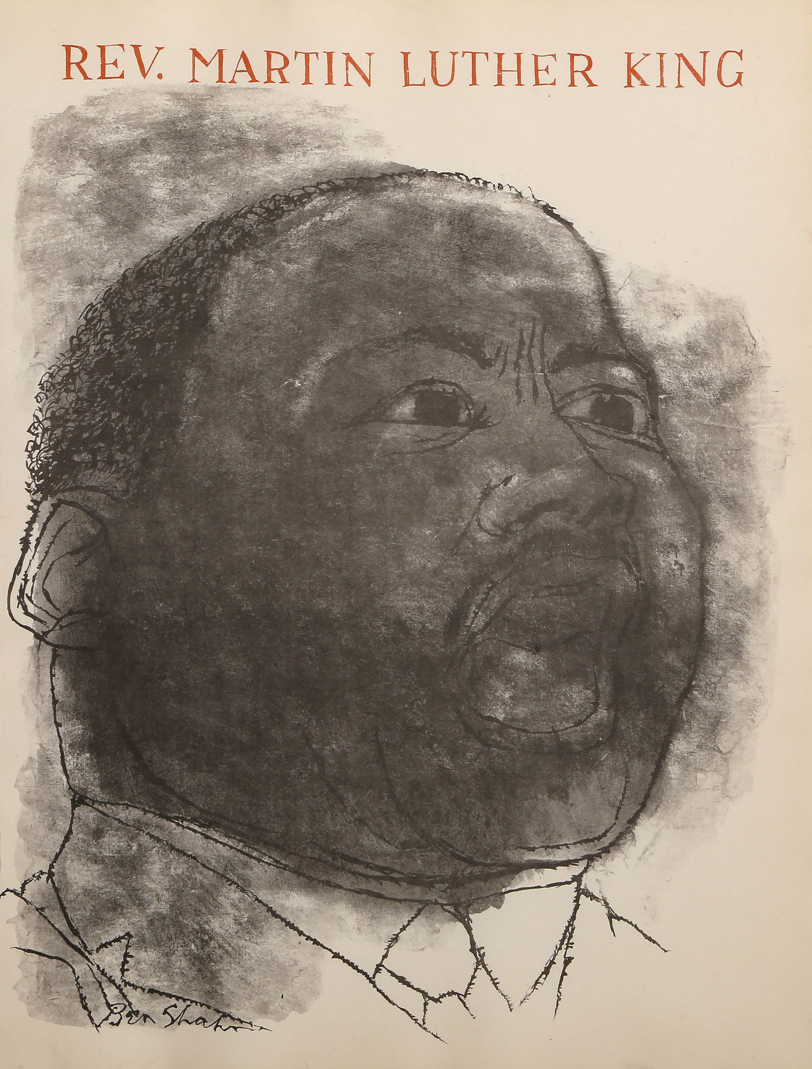 Ben Shahn, Martin Luther King, Lithograph: Artist: Ben Shahn, Lithuanian/American (1898 - 1969) Title: Martin Luther King Portfolio: Nine Drawings Suite Year: 1965 Medium: Lithograph on Iyo Glazed paper, signed in the plate lower left